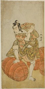 1779 年 4 月在中村剧场演出的《菅原登州天乐神》中饰演松尾丸的演员松本小四郎 作者 胜川俊章