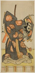 1777 年 11 月在中村剧场演出的戏剧《正仓院的初月》中饰演修觉天王的演员中岛美右卫门二世 作者 胜川俊章