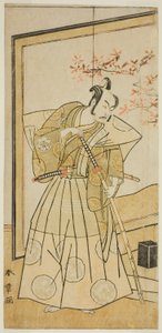 1773 年 11 月在盛田剧院演出的话剧《恩纳阿鲁吉初雪之关》中饰演秋田城之助的演员中村朱藏二世 作者 胜川俊章