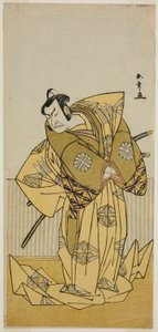 1778 年二月在市村剧院（?）演出的话剧《曾我高雄》（Kokimazete Takao Soga，?）中饰演 Kudo Sukestune 的演员 Nakamura Nakazo I（?） 作者 胜川俊章