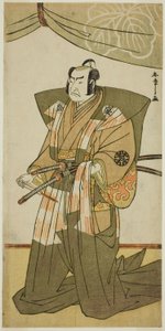 1780 年 11 月在中村剧场演出的《风车西木之若鹰》中饰演斋藤三盛的演员中村中藏一世 作者 胜川俊章
