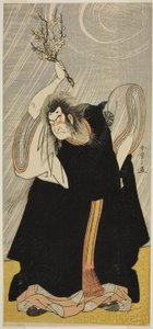1780 年 3 月在森田剧场演出的戏剧《菅原田居天雷神》中饰演雷神的演员中村仲三（Nakamura Nakazo I），坎庄严的化身 作者 胜川俊章