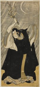 1780 年 3 月在森田剧场上演的话剧《菅原电击天雷神》中饰演雷神的演员中村仲三（Nakamura Nakazo I）。 作者 胜川俊章