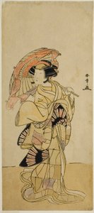 1777 年 11 月在市村剧场演出的话剧《Chigo Torii Tobiiri Kitsune》中饰演乌波伽岳山雌狐的演员中村富十郎一世 作者 胜川俊章