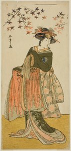 1781年4月在市村剧场上演的《歌舞伎之花》中饰演艺伎雪野（或大雪）的演员中山富三郎一世 作者 胜川俊章