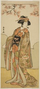 1778 年 11 月在森田剧场演出的《伊达锦翠之汤》中饰演大野江前的演员大川常代二世 作者 胜川俊章