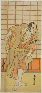 1784 年 11 月在桐剧场演出的《君一丈小町樱》中假扮敷岛和喜的演员大谷弘治三世（Otani Hiroji III 作者 胜川俊章