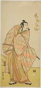 1789 年 11 月在市村剧场演出的《花之江户正门祭》中饰演牧野有太郎时泉的演员大谷弘治三世 作者 胜川俊章