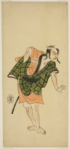 1765 年二月在森田剧场（？）演出的《文心菅神曾我》（？）中饰演鬼雄新左卫门的演员大谷弘治三世（？ 作者 胜川俊章