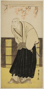 1783 年 7 月在市村剧场演出的话剧《京成片平嘎辻》中饰演僧侣伊萨约波的演员大谷弘治三世 作者 胜川俊章