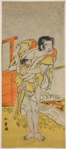 1776 年正月在中村剧场演出的话剧《Kazoe Uta Ta Ue Soga》中饰演笠里北教的演员大谷友右卫门一世 作者 胜川俊章