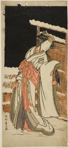 1777 年 11 月在市村剧场演出的话剧《ちょう鳥居とっりっつね》中饰演伪装成玉草的静香夫人（静香五贤）的演员濑川菊之丈三世 作者 胜川俊章