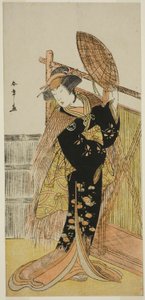 1779 年 11 月在市村剧场演出的《东之森坂江草之木》中饰演 Michichiba 的演员濑川菊之条三世 作者 胜川俊章