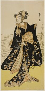 1779 年二月在市村剧场演出的戏剧《赵千鸟若柳曾我》中饰演行街者大鱼的演员濑川菊之条三世 作者 胜川俊章