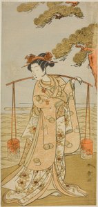 1773 年 11 月在中村剧场演出的《五桧观人町》中饰演村长的演员濑川北次三世 作者 胜川俊章