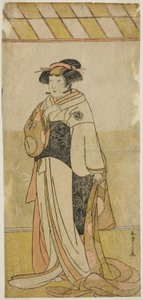 1780 年正月在中村剧场上演的《初音鹤娃曾我》中饰演万子夫人（万子五贤）的演员山下金作二世 作者 胜川俊章