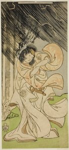 1770 年正月在盛田剧院上演的话剧《鬼名鸣神》中饰演雷公的演员山下金作二世 作者 胜川俊章