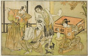 岩井半四郎（饰演大津鬼宗）、中村仲三（饰演雷吾阿阇梨）、坂田透三郎（饰演镰田权之神正赖）和市川耀三（饰演酒宗鬼宗）（从右至左）在中村T剧场演出的话剧《鵺之森一叶之和》中。 作者 胜川俊章
