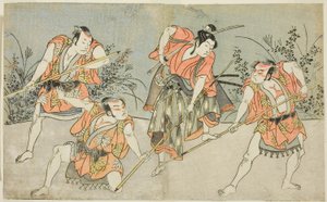 演员中村柏木饰演若树（右二），三位身份不明的演员饰演亚科 作者 胜川俊章