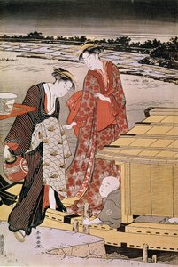 隅田川的黄昏 日本版画：胜川顺昌（1780 - 1795 年在世） 作者 胜川俊章
