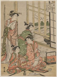 六位不朽诗人系列中的休闲女妓c。 1780年代初期。 作者 胜川顺山