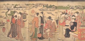 隅田川边的节日，18世纪末。 作者 胜川顺山