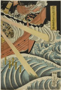摄津国大本津湾出现的平家鬼魂（摄津大本津之浦平家鬼魂骚动） 作者 葛饰北井