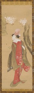 舞者、清姬、樱花树和道场寺的钟，18世纪末至19世纪初。 作者 葛饰北斋
