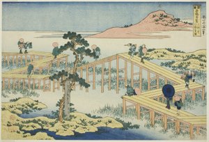 三河行省八板桥古景》，选自 "各省名桥异景（Shokoku meikyo kiran）"系列 作者 葛饰北斋