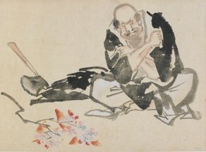 佛教寓言故事：一个牧师在燃烧樱桃树枝，18世纪末至19世纪初。 作者 葛饰北斋