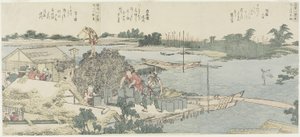 在Shirahige的起重机和松树领域，在Hashiba的Taya，1775-1849 作者 葛饰北斋
