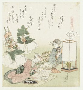 屋顶贝壳
板屋（物件上的标题）
元禄诗与贝壳的比较（系列标题）
元禄诗歌与贝壳的比较（系列名） 作者 葛饰北斋