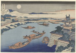 月光下的淀川
淀川（物体上的标题）
雪、月、花（系列名称）
节节高（物体上的系列名称） 作者 葛饰北斋