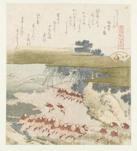 紫色的贝壳 Murasakigai（物体上的标题） 元禄诗与贝壳的比较（丛书名） Genroku kasen kaiawase（物体上的系列标题） 作者 月之屋次影