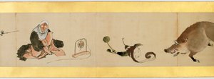 详细的手卷与杂项图像，江户时代，1839墨水和纸上的颜色 作者 葛饰北斋
