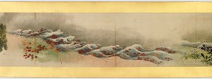 详细的手卷与杂项图像，江户时代，1839墨水和纸上的颜色