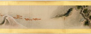 详细的手卷与杂项图像，江户时代，1839墨水和纸上的颜色 作者 葛饰北斋