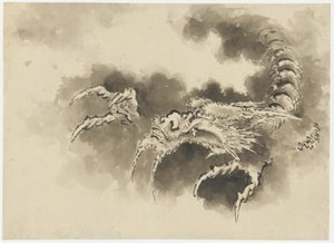 从云中出现的龙，江户时代（墨水在纸上） 作者 葛饰北斋