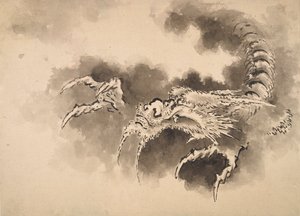 龙从云中出现，江户时期，19世纪。 作者 葛饰北斋