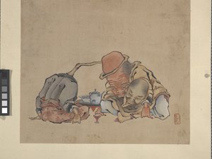 饮酒（纸上水墨和色彩） 作者 葛饰北斋