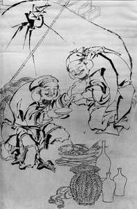惠比寿和大国庆祝新年节，18-19世纪。 作者 葛饰北斋