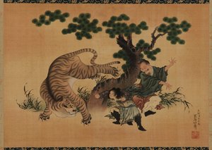 孝顺：18世纪末至19世纪初，杨香救父于虎口。 作者 葛饰北斋