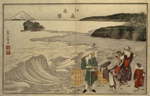 江之岛海滩上的女人 作者 葛饰北斋