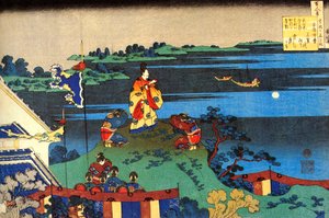 选自《一百诗人的百首诗》：安倍晋三郎，c1830。 作者 葛饰北斋