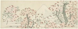 樱花之上的富士山，约1800-1805年（木刻） 作者 葛饰北斋
