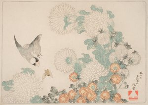 Kiku Ni Buncho Ni Kumabachi 作者 葛饰北斋