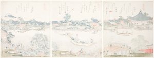 驹形堂和大厩河岸，选自 "马的选择（Uma zukushi）"系列 作者 葛饰北斋