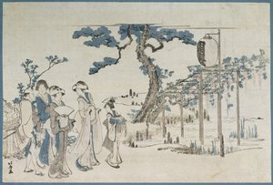 女士们参观龟户的紫藤花园（木刻版画） 作者 葛饰北斋