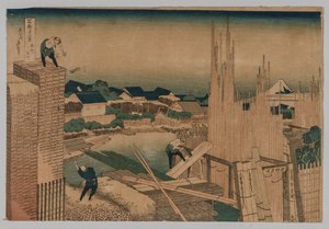 伐木场（1760-1849）。 作者 葛饰北斋
