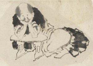 男子坐在扶手，江户时代（墨水在纸上） 作者 葛饰北斋
